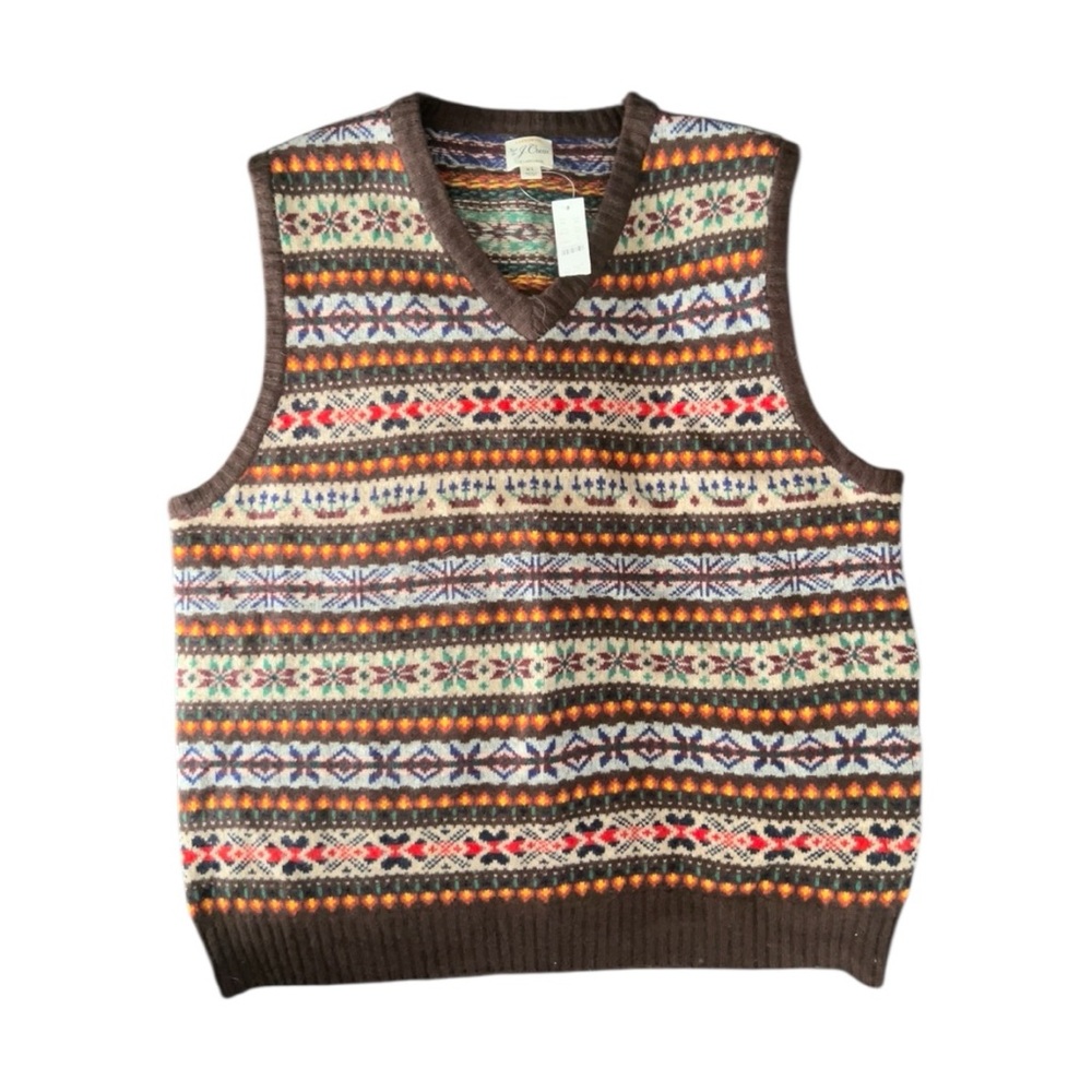 J crew lambswool fair isle sweater vest